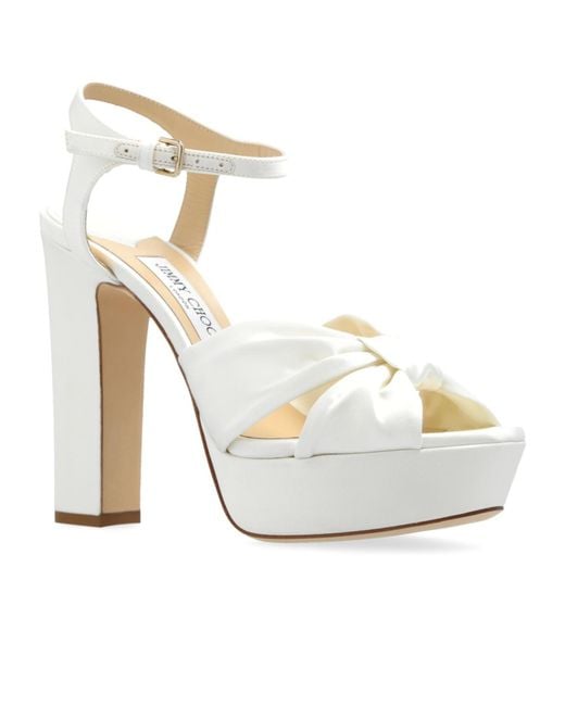 Jimmy Choo White Heloise 120 Platform Sandals