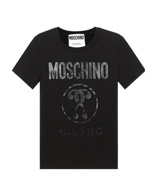Moschino Black Double Question Mark Crew-Neck T-Shirt