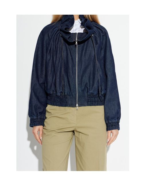 Dries Van Noten Blue Voly Ruffled Denim Jacket