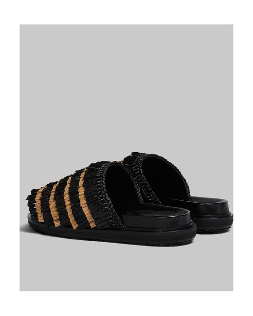 Marni Black Fringe Slide Sandal