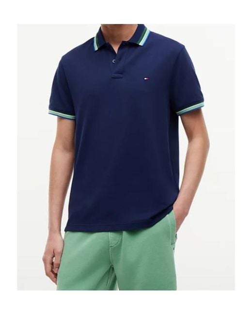 Tommy Hilfiger Blue Regular Fit Tipped Polo Shirt for men