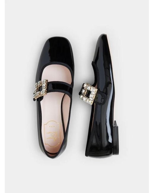 Roger Vivier Black Très Vivier Buckle Embellished Babies Ballerinas