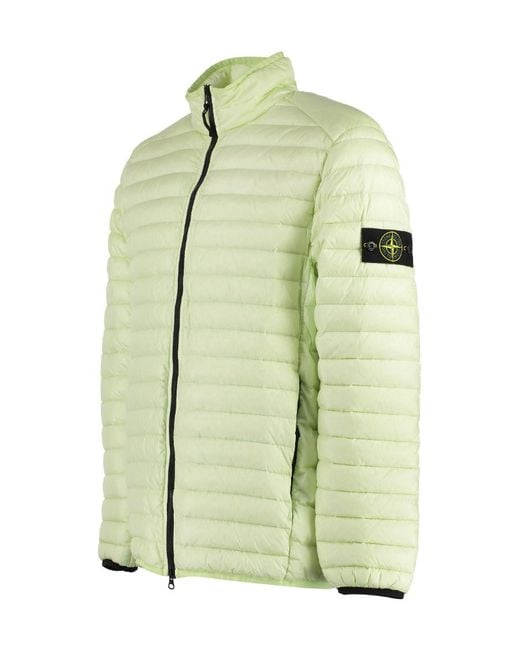 Stone Island Green Logo Patch Zip-Up Padded Jacket for men