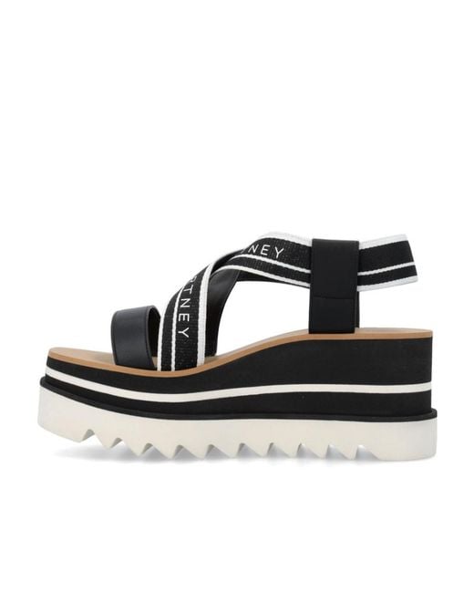 Stella McCartney Black Sneak-Elyse Crossover Strap Platform Sandals