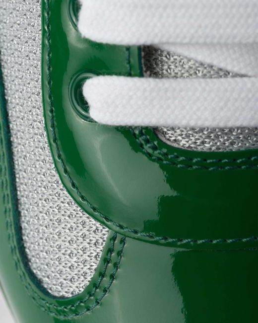 Prada Green Patent Leather And Technical Fabric America's Cup Sneakers for men