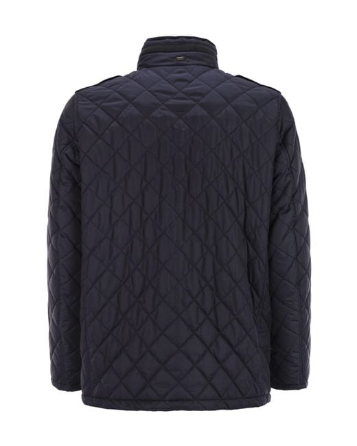 Herno Blue Diamond Quilted Cotton Jacket for men
