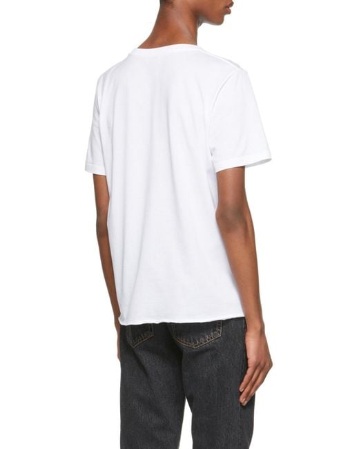 Saint Laurent Gray Logo Printed Crewneck T-Shirt for men
