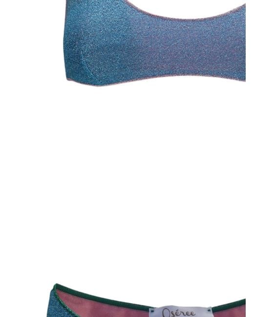 Oseree Blue Oséree Two Piece Lurex Thread Swimsuit