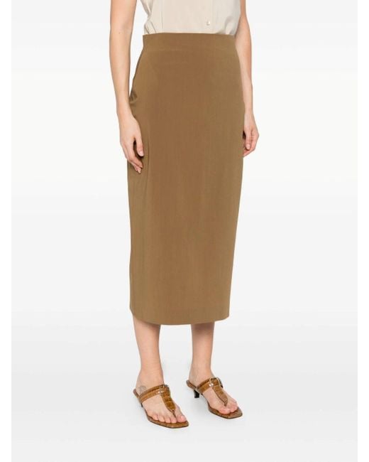Alberta Ferretti Natural Wool-Blend Pencil Skirt