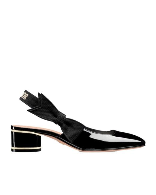 Dior Black Christian Bow Detailed Slingback Pumps