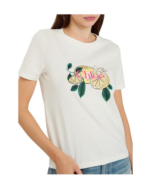 Chloé White Minimalist Versatile Solid Color T-Shirt