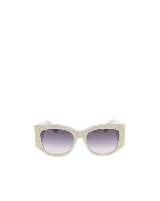 Dior White Eyewear Nuit S1I Embellished Square Frame Sunglasses