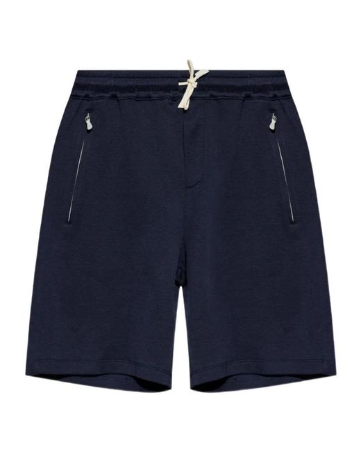 Eleventy Blue Drawstring-Fastening Zip-Pocket Track Shorts for men