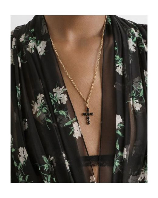 Dolce & Gabbana Black Silk-Blend Floral Maxi Dress