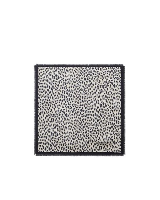 Nili Lotan Gray Leopard Print Silk Scarf
