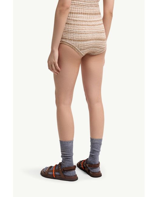 Moncler Natural Striped Mini Shorts