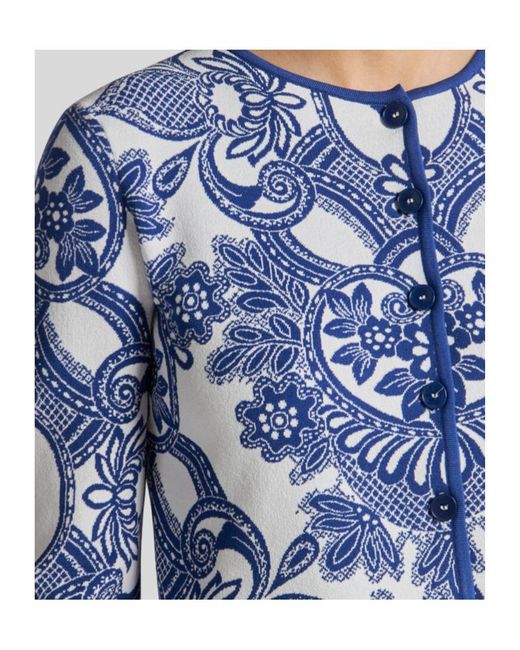 Etro Blue Two-Tone Cropped Cardigan