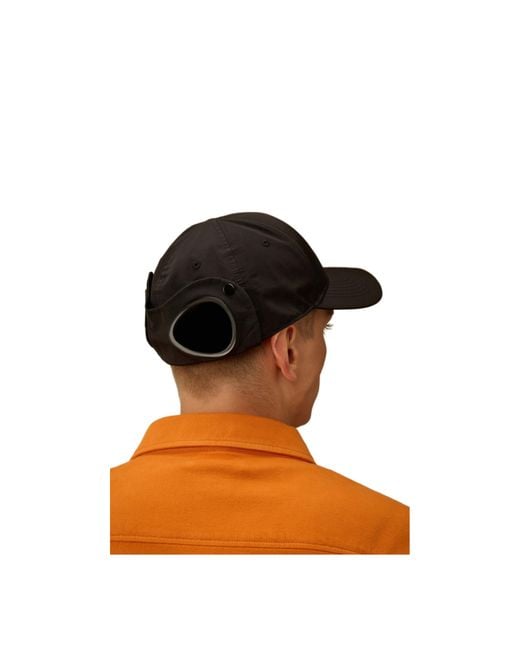 C P Company Black Goggle-Detail Baseball Cap for men