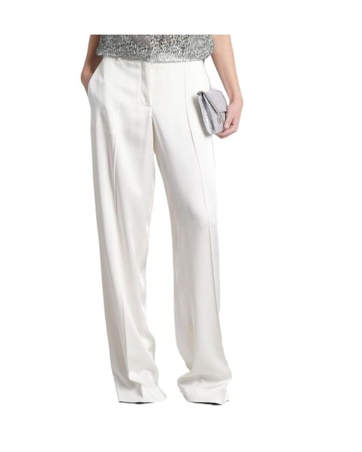 Stella McCartney White Pleated Straight Leg Trousers