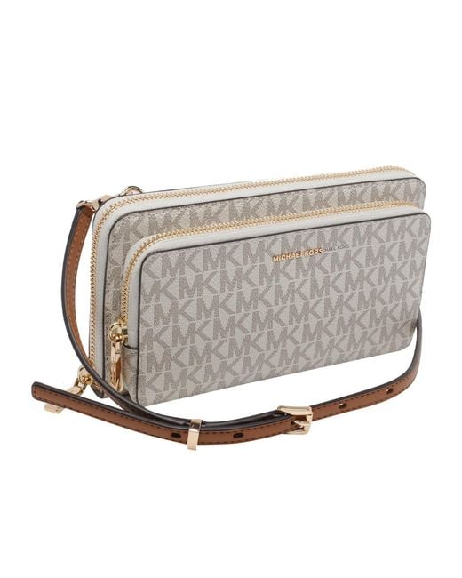 Michael Kors Gray Michael Jet Set Large Signature Logo Convertible Crossbody Bag