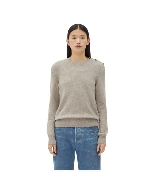 Bottega Veneta Blue Cashmere Sweater With Knot Buttons