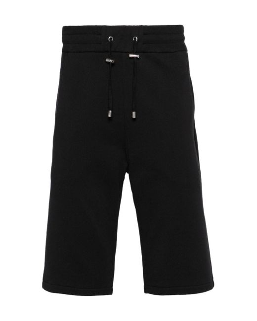 Balmain Black Knee-Length Drawstring Bermuda Shorts for men