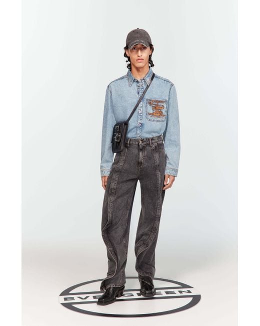 Y. Project Gray Draped Low-Rise Wide-Leg Jeans for men