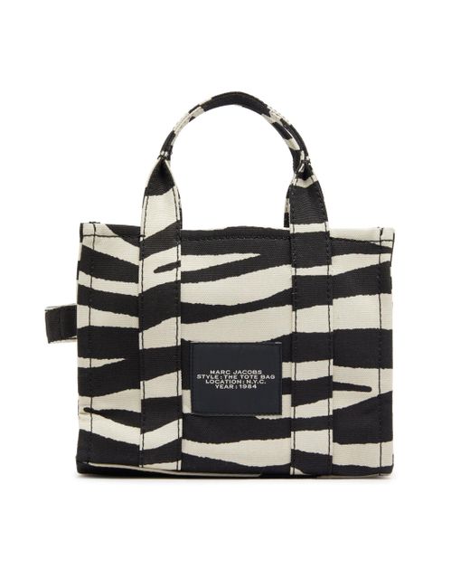 Marc Jacobs Black The Small Tote Zebra Canvas Bag