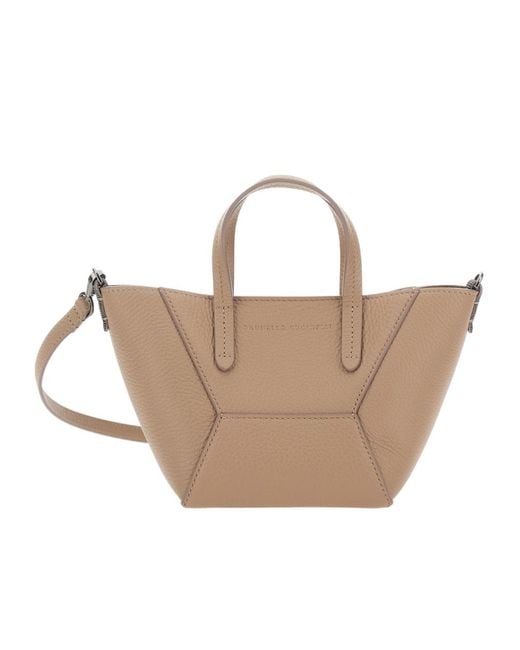Brunello Cucinelli Natural Duo Mini Top Handle Bag