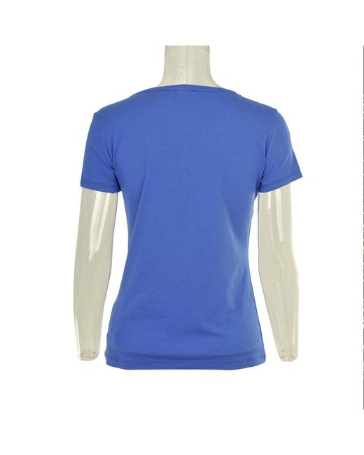 EA7 Blue T-Shirt With Round Neck And Short Sleeves