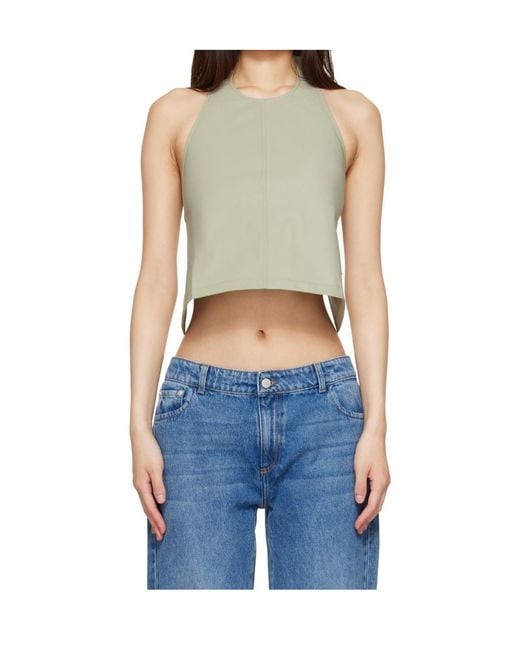 Wardrobe NYC Blue Taffeta Halter Neck Strap