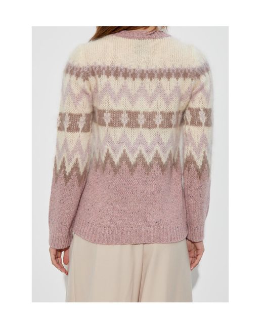 Woolrich Pink Pattern Intarsia-Knit Crewneck Jumper