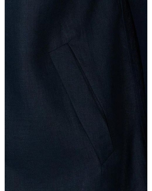 Kiton Blue Hooded Button-Up Shirt for men
