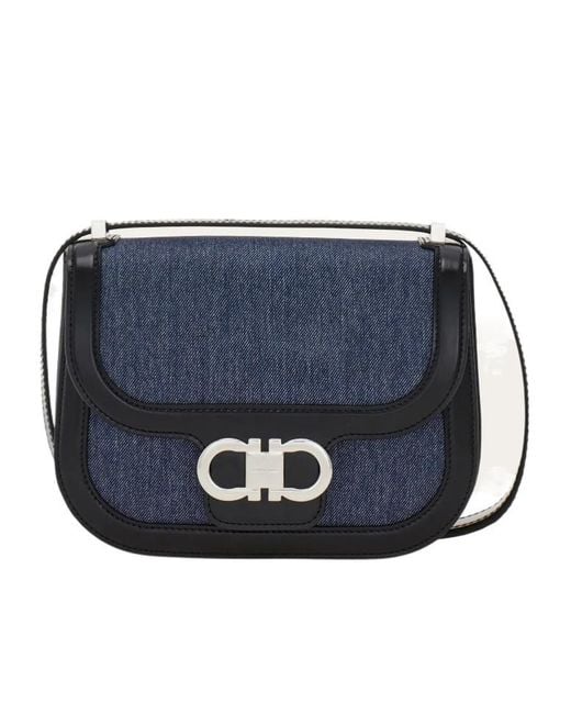Ferragamo Blue Double Gancini Crossbody Bag (Xs)