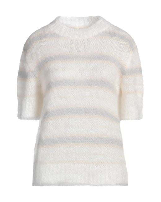 Marni White Stripedknitted Jumpers