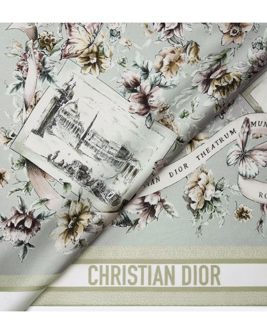 Dior Gray Souvenir De Rome 90 Square Scarf