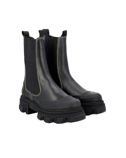 Ganni Black Round-Headed Short Boots