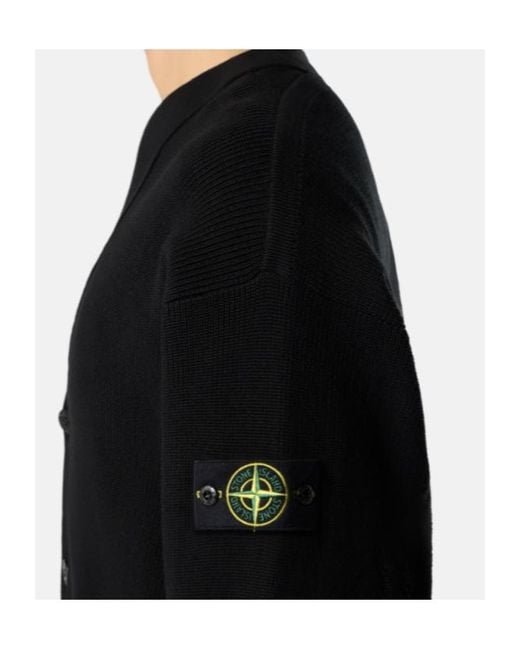 Stone Island Black Logo Patch Buttoned Cardigan for men
