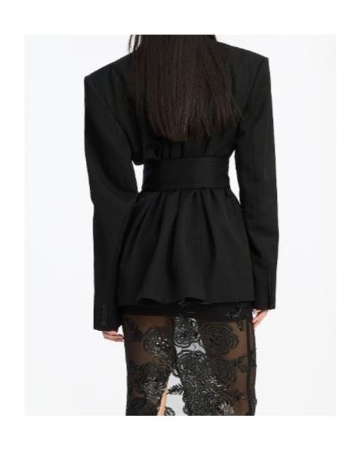 ROTATE BIRGER CHRISTENSEN Black Belted Double-Breasted Blazer