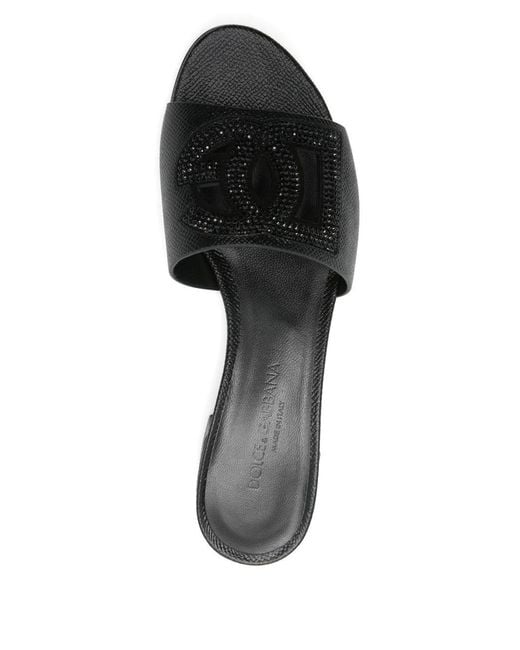 Dolce & Gabbana Black Dolce & Gabbana Dg Logo Leather Sandals