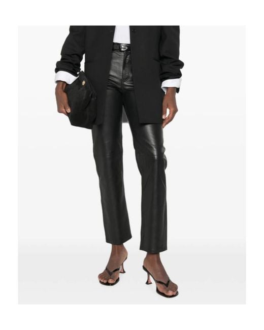 Blazé Milano Gray Leather Trousers