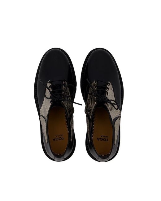 Toga Black Western Derby Shoes for men