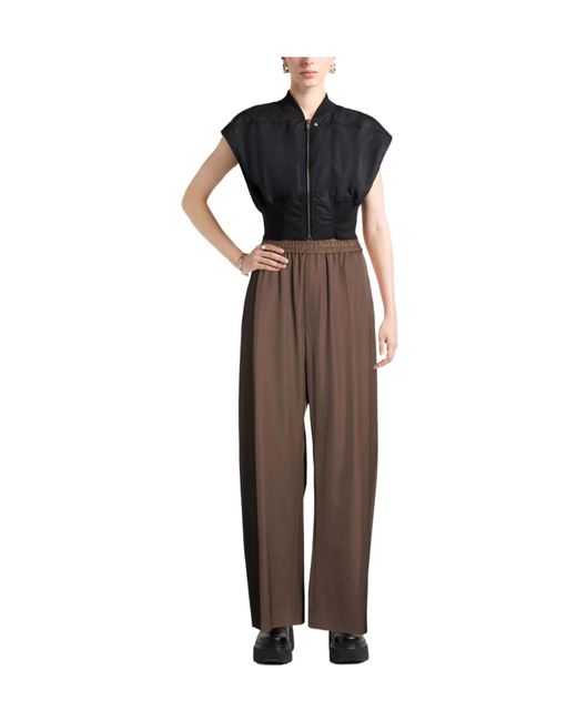 MM6 by Maison Margiela Brown Solid Color Wideleg Trousers