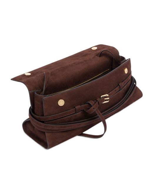 Moschino Brown Medium Tie Me Buckled Shoulder Bag