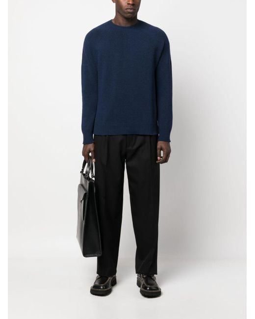 Jil Sander Blue Fine-Knit Virgin-Wool Jumper for men