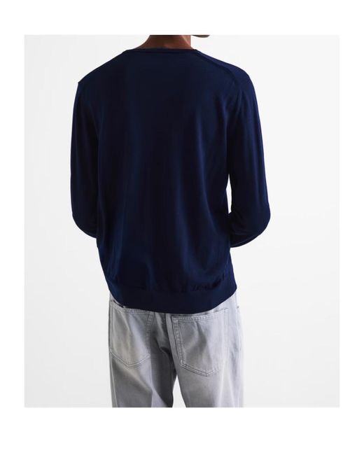 Prada Blue Knitted Crew Neck Jumper for men