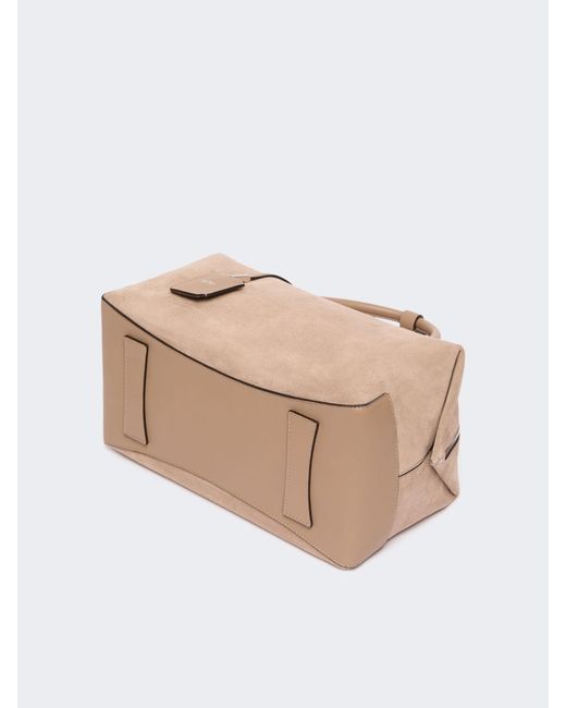 Max Mara Natural Large Nubuck Leather Boston Bag