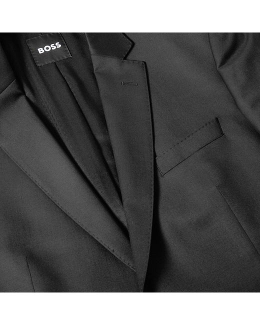 Boss Gray Notch Lapel Two-Button Blazer for men
