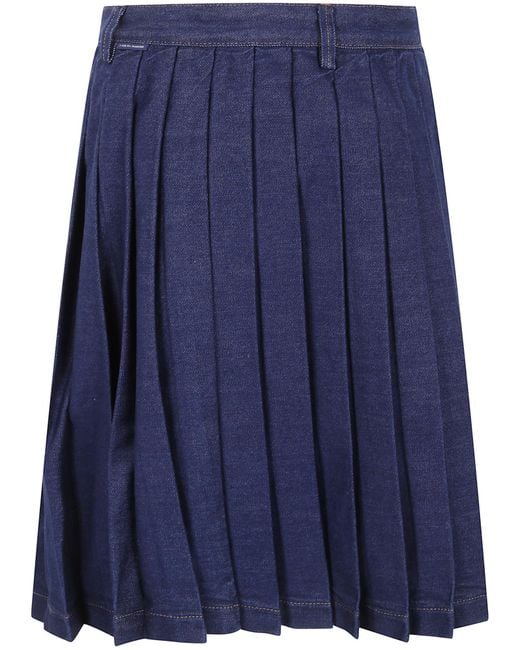 7 For All Mankind Blue Pleated Skirt