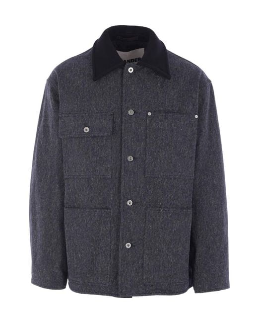 Jil Sander Men's Blue Long-Sleeved Denim Jacket